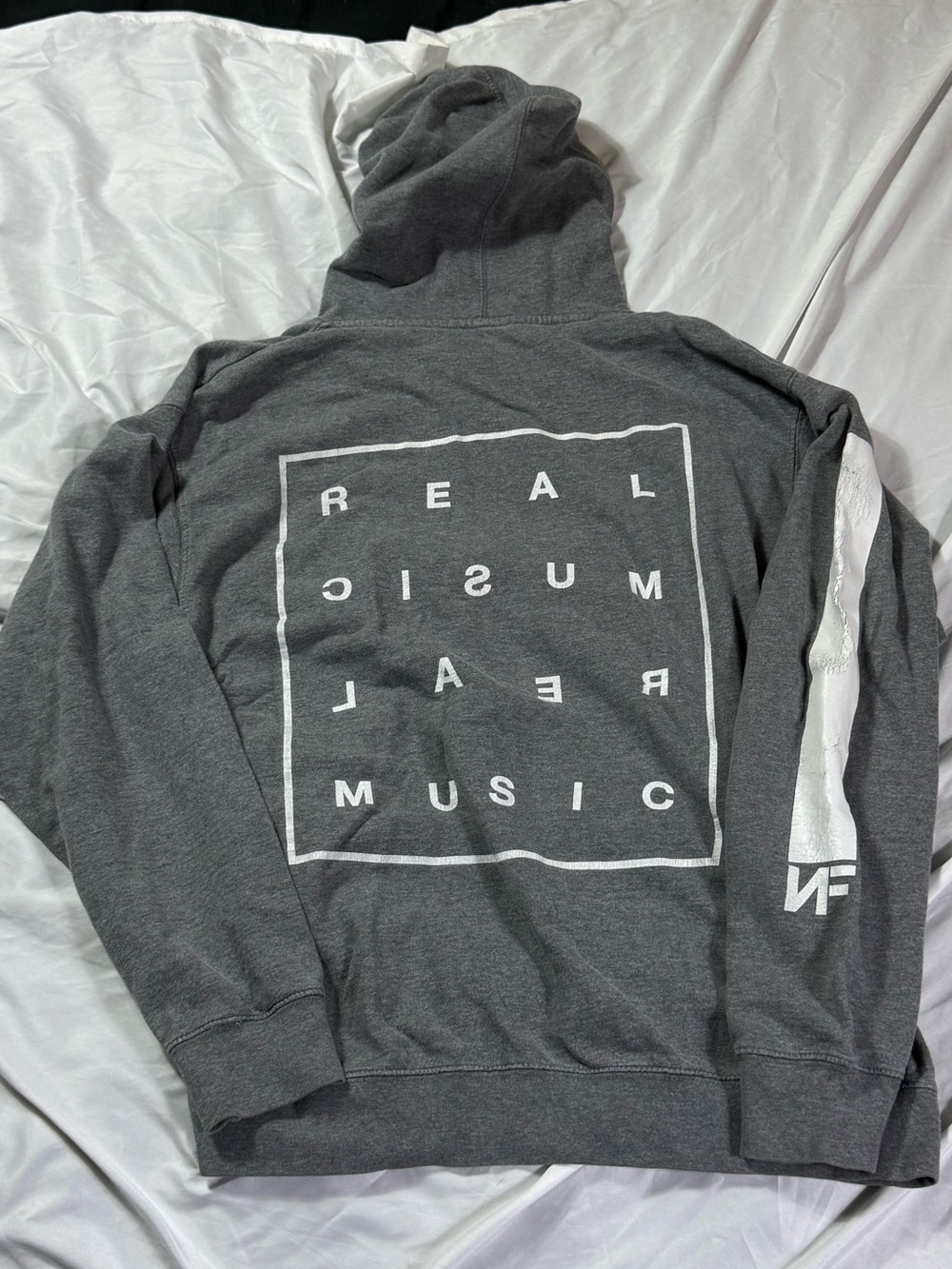NF Real Music Graphic Hoodie - Dark Gray with White Print Rap Tee
